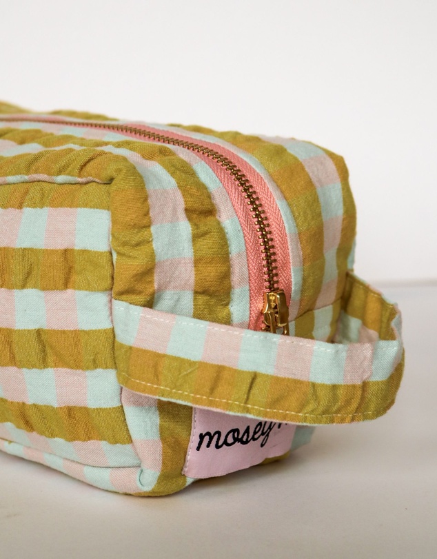 Mosey Me - Pink Quartz Seersucker Dopp Kit