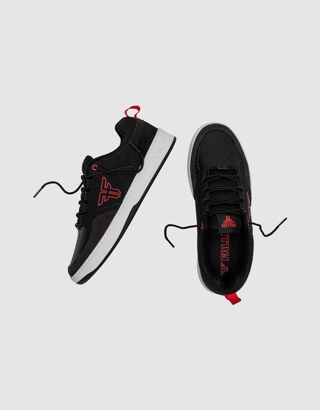 Fallen Footwear - Fallen Footwear The Crest Suede/Leather Men Shoes Black/Grey/Red