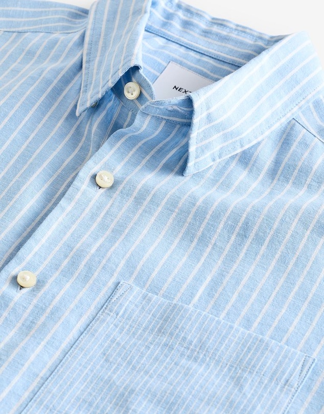 NEXT - Linen Blend Stripe Short Sleeve Shirt