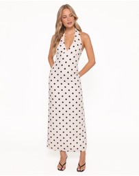 Petal & Pup - Adora Halterneck Maxi Dress - White Polka Dot