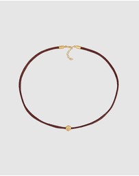 Elli Jewelry - Necklace Choker Bead Trend with imitation leather in 925 sterling silver gold plated