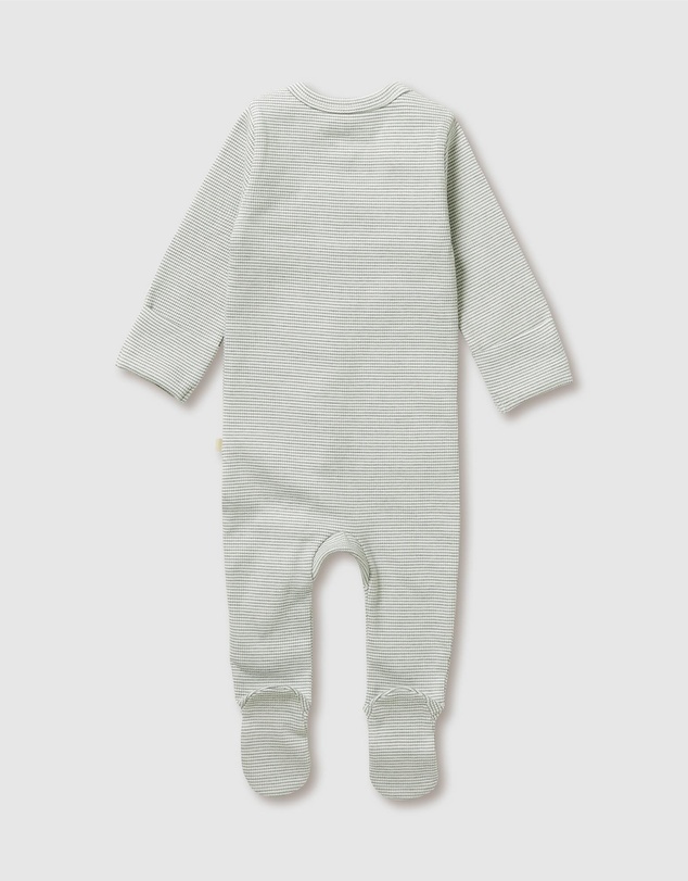 Wilson & Frenchy - Organic Stripe Rib Zipsuit with Feet - Babies