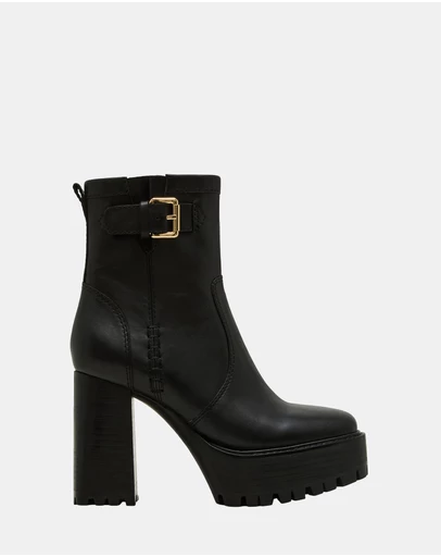 Steve Madden - Summit Black Leather Booties