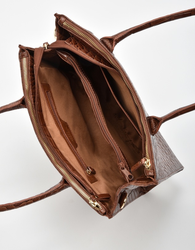 Cobb & Co - Waverley Croc Leather Dual Section Business Tote