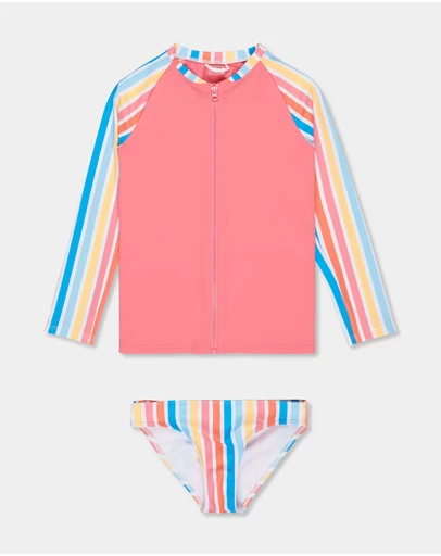 Roxy - Girls 8 to 16 Holy Stripe Long Sleeve Rash Vest