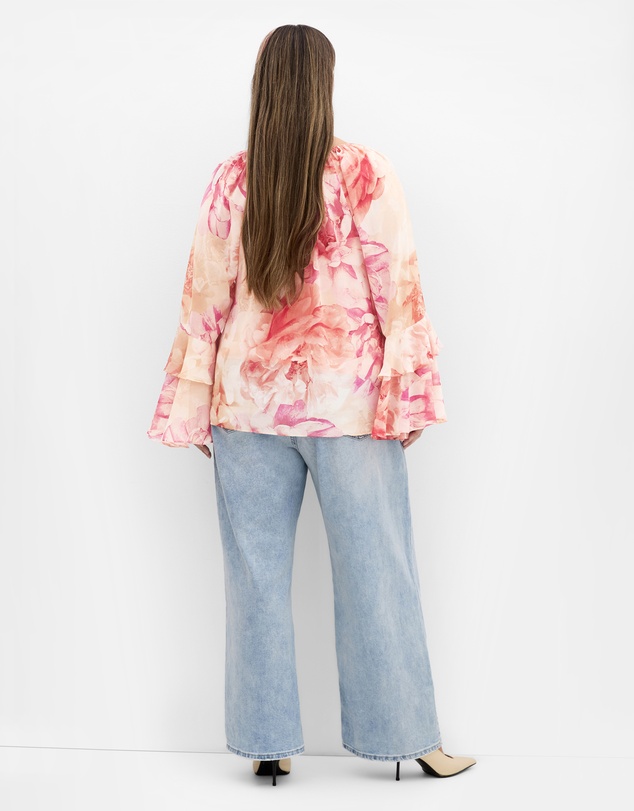 City Chic - Ruffle Glam Print Top