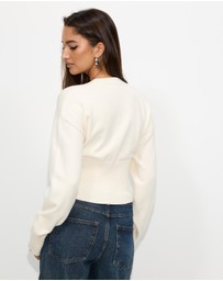 Dazie - Mira Cinched Waist Button Up Cardigan