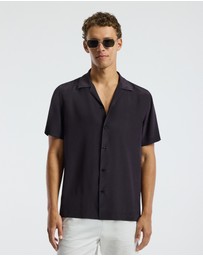 Calibre - Camp Collar Silk Shirt Currant