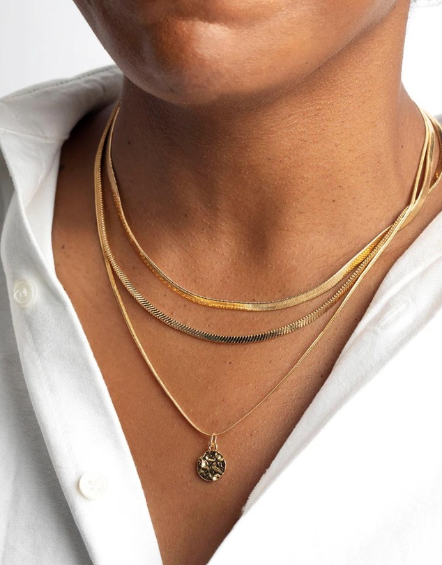 Lovisa - Gold Plated Snake Chain & Disc Necklace Pack