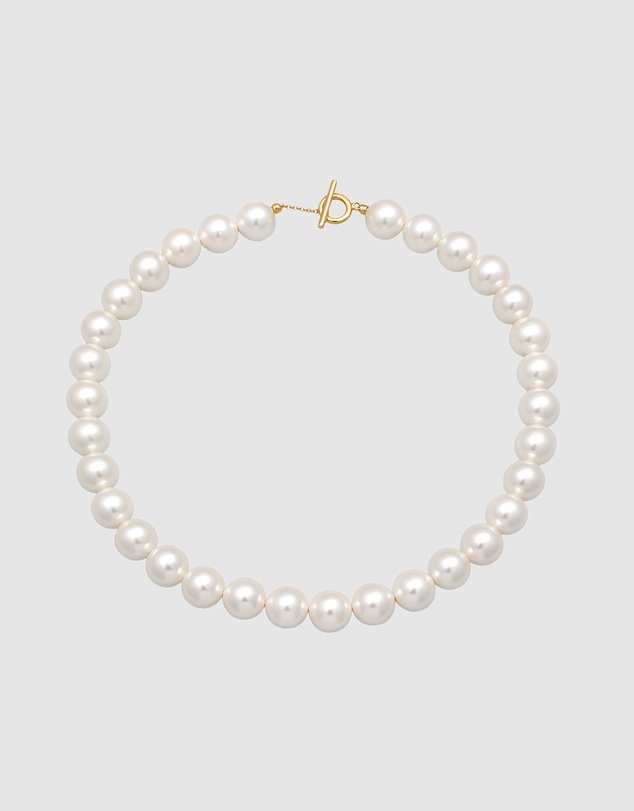 Elli Jewelry - Shell Pearl T-Bar Necklace in Gold-Plated 925 Silver