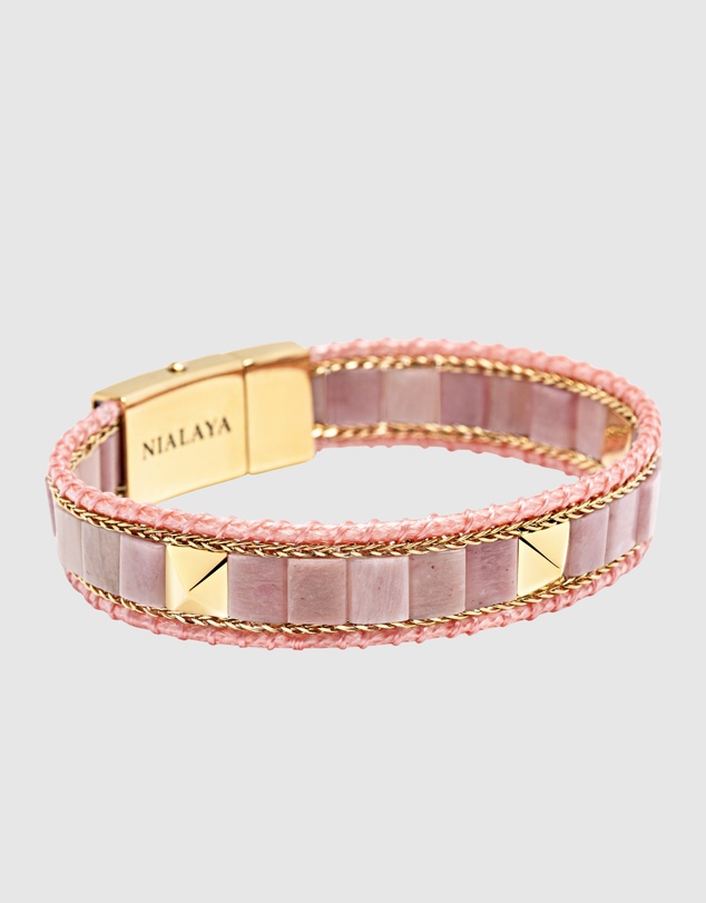 Nialaya Jewellery - Rhodonite Stud Bracelet