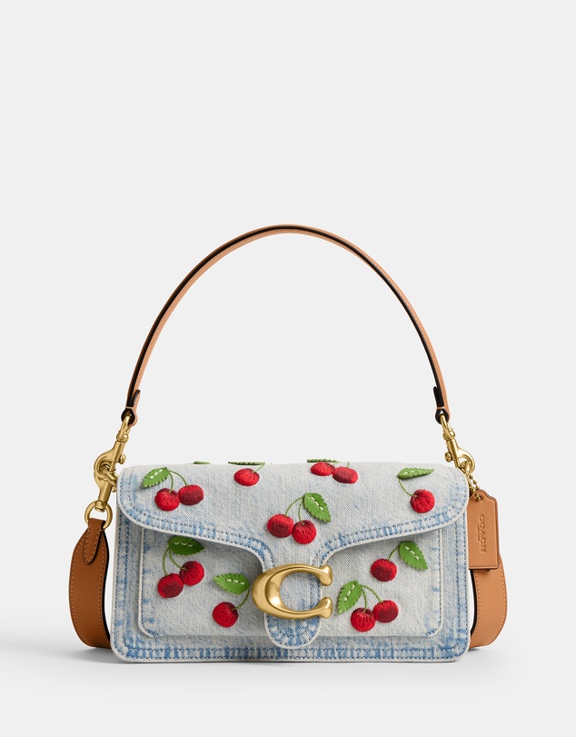 Coach - Cherry Embroidered Denim Tabby Shoulder Bag 26