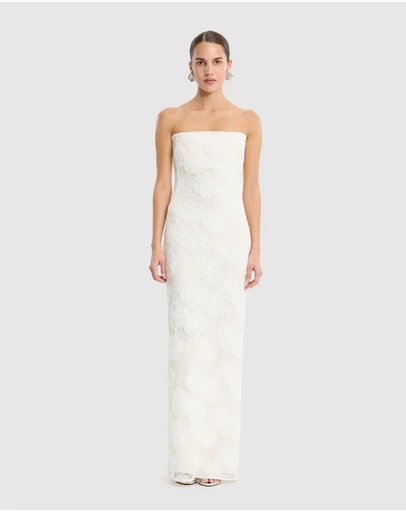 ROTATE - Flower Mesh Tube Dress