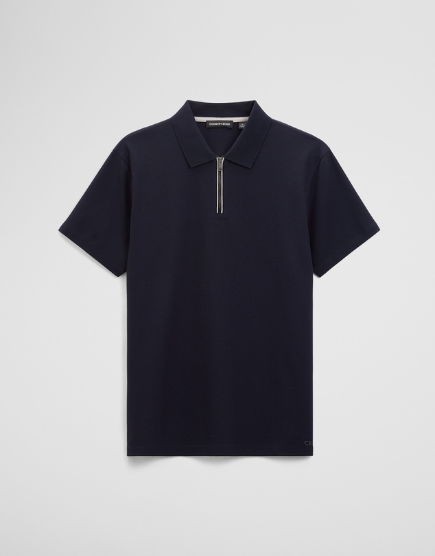 Country Road - Merculalised Cotton Pique Zip Polo