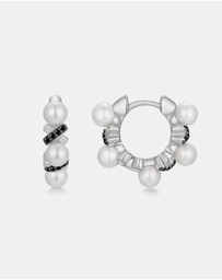 Ania Haie - Two-Tone Sparkling Braided Shell Pearl Huggie Earrings