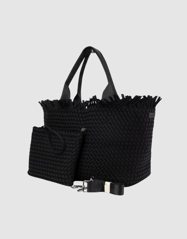 Chuchka - Woven Neoprene X-Large Beach Tote - Fringe Black