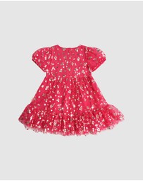 Huxbaby - Golden Cherries Puff Sleeve Tulle Dress - Babies