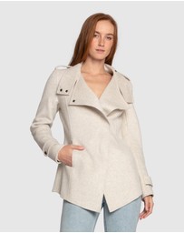 Belle & Bloom - Bad Girl Wool Blend Moto Coat - Oat Marle