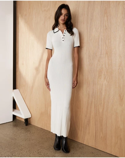 Atmos&Here - Olaria Contrast Knit Midi Dress