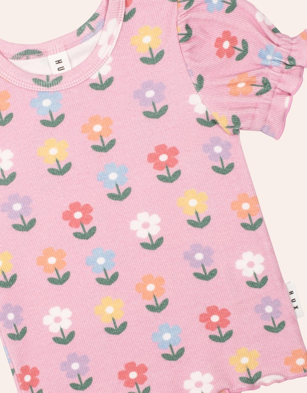 Huxbaby - Multi Colour Daisy Rib Tee - Babies-Kids