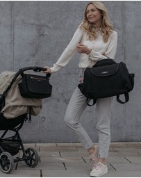 Storksak - Stroller Organiser Luxe Black & Rose Gold