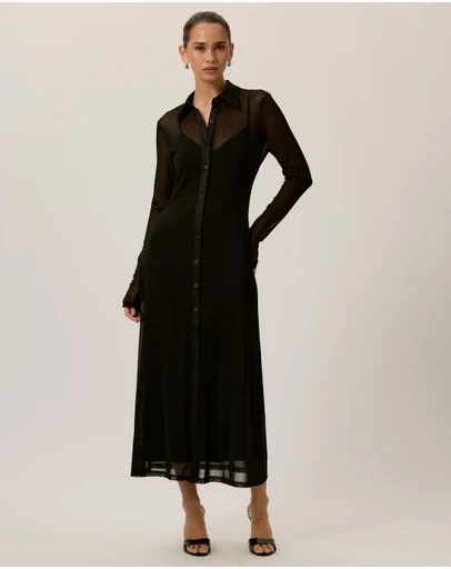 Tussah - Bonnie Ruched Waist Collar Midi Dress