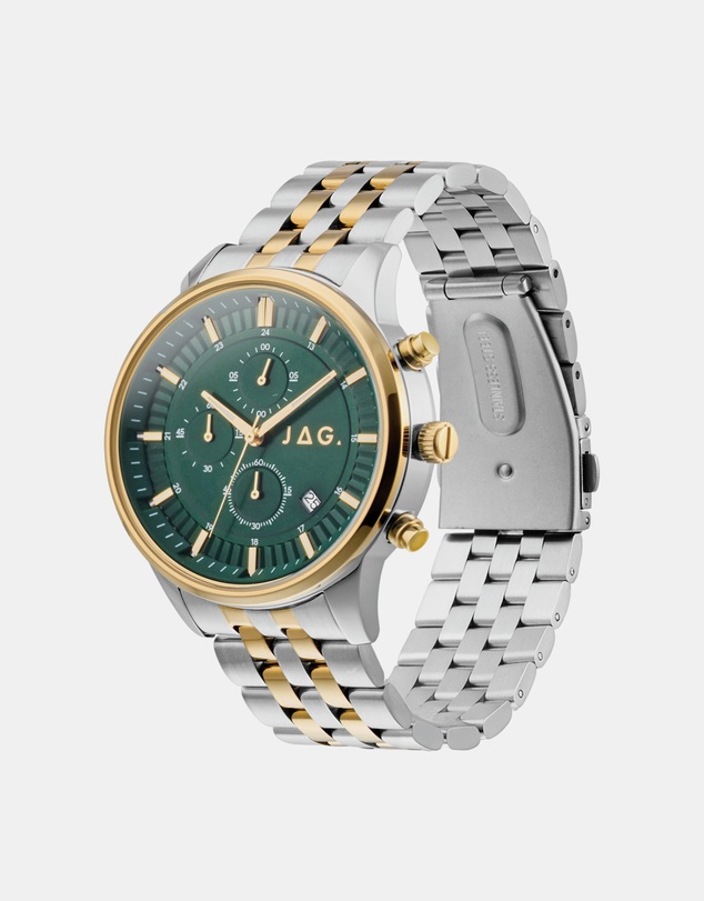 Jag - Albany Mens Green Dial 45mm Two-Tone Watch