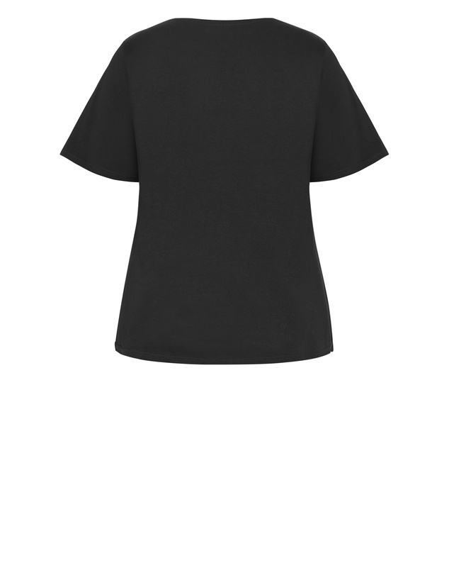 City Chic - Plus size Curved Hem Grey Nightfall Tee - black