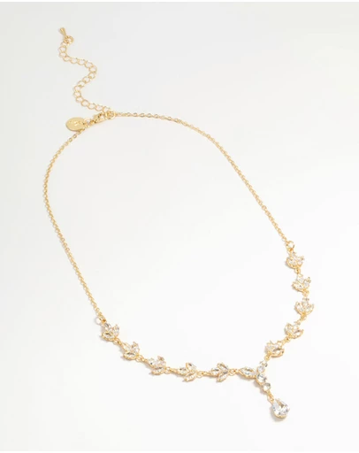 Lovisa - Gold Plated Cubic Zirconia Marquise Vine Y-Necklace