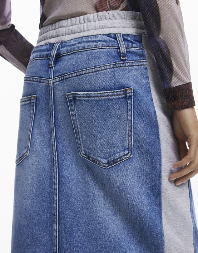 Desigual - Hybrid denim midi skirt