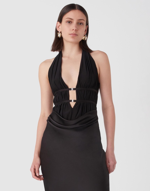 MISHA - Celine Mesh And Satin Gown