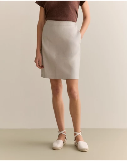 Trenery - Stretch Linen Blend Skirt in Flax