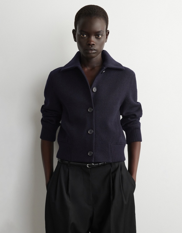 COS - Ribbed-Collar Boiled Merino Wool Jacket