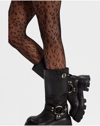 High Heel Jungle - Leopard Print Fishnet Tights