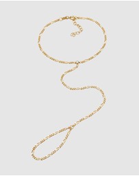 Elli Jewelry - Bracelet Hand Chain Figaro with Crystals in 925 Sterling Silver Gold Plated