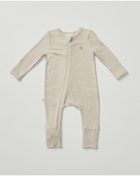 Grow Kindly - Warm Zippee Baby Romper in Oat Little Pod (0.5 TOG)