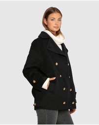 Belle & Bloom - Right and Forward Double Breasted Wool Blend Pea Coat