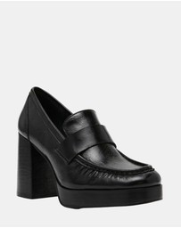 Steve Madden - Munday Black Leather Heels