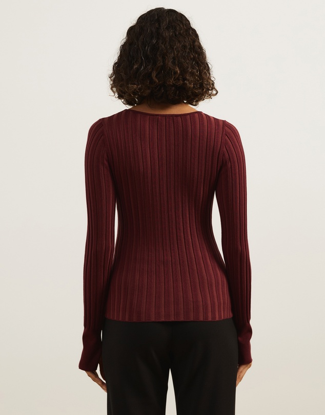 Atmos&Here - Rumi Long Sleeve Fitted Rib Knit Top