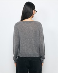 AERE - Asha Semi-Sheer Merino Wool Henley Top