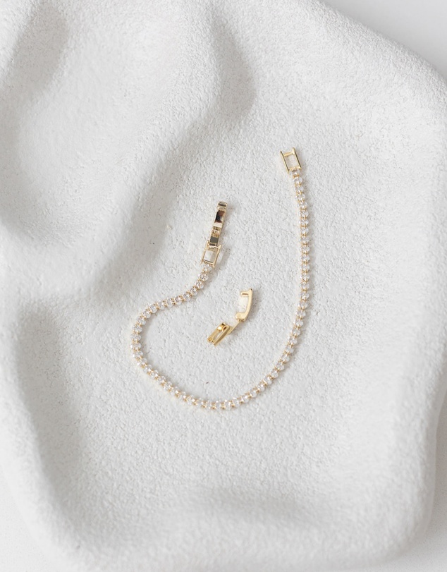 The White Collection - Olive - Minimal Round Stone Gold Tennis Bracelet