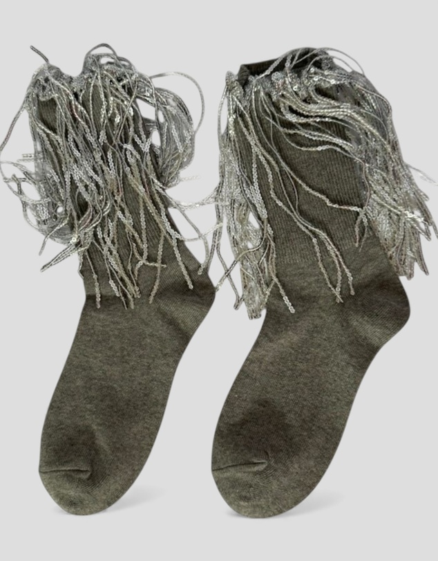 High Heel Jungle - Bowie Cotton Socks With Glitter Fringe
