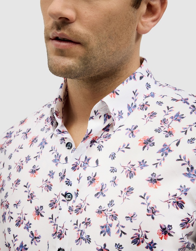 Politix - Two-tone Floral Print Long Sleeve Shirt