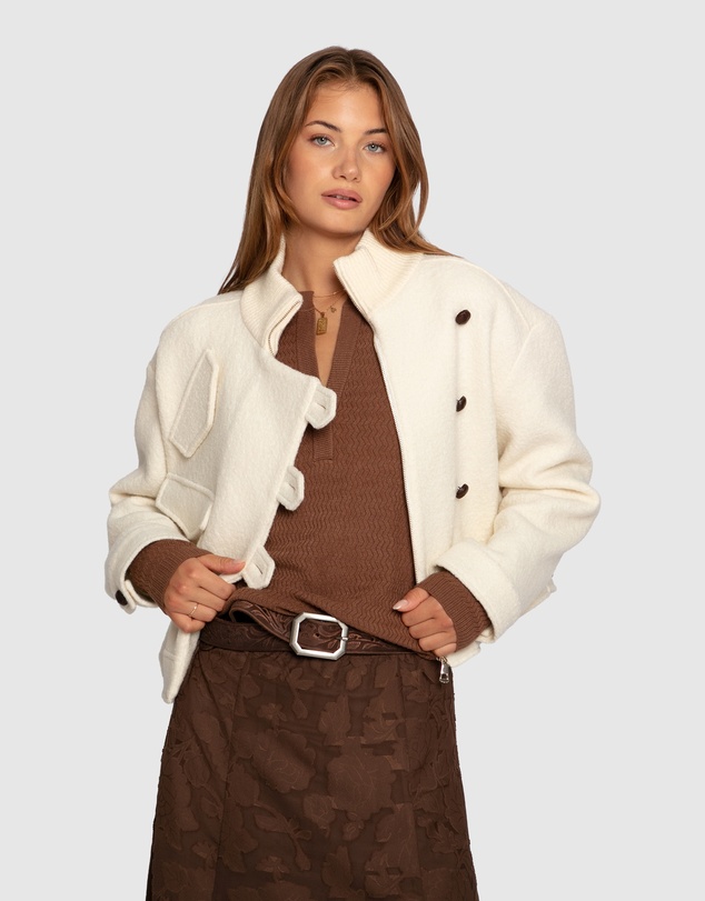 Belle & Bloom - Frankie Textured Kniteed Polo Long Sleeve Top