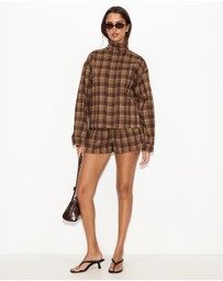 Dazie - Isla Gathered Check Micro Shorts