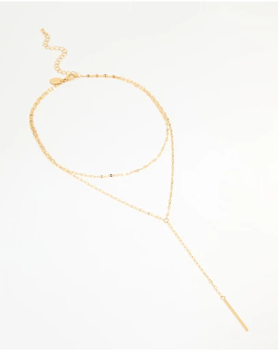 Lovisa - Waterproof Gold Plated Stainless Steel Layered Chain Y-Necklace