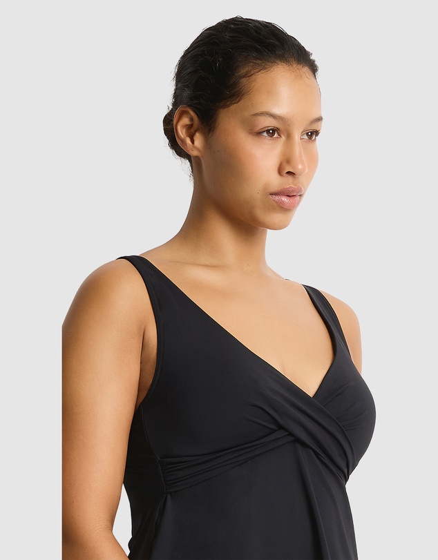 Sea Level Australia - Essentials Cross Front Swing Singlet Top Black