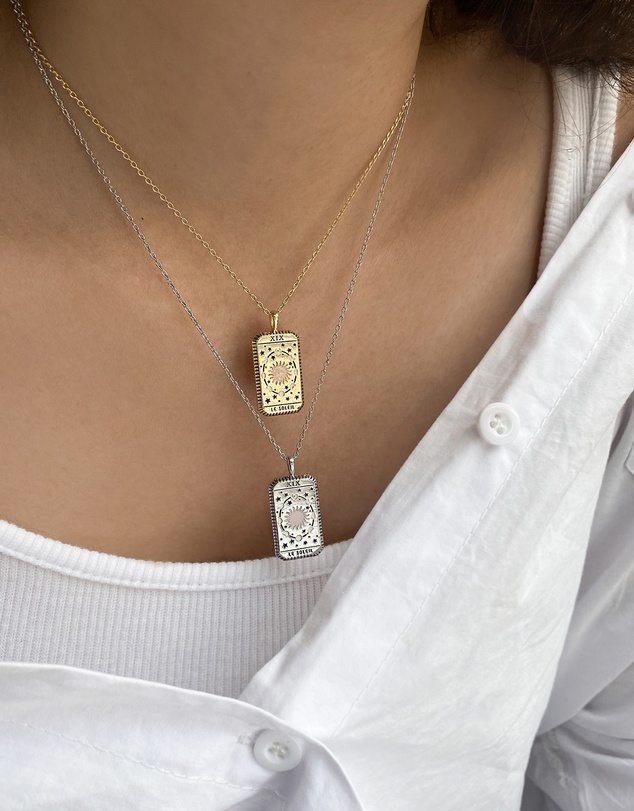 Wanderlust + Co - Le Soleil Gold Tarot Necklace