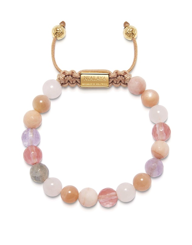 Nialaya Jewellery - Women's Beaded Bracelet with Cherry Quartz, Rose Quartz, Amethyst Lavender, and Pink Aventurine