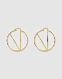 Izoa - Alphabet Letter V Hoop Earrings